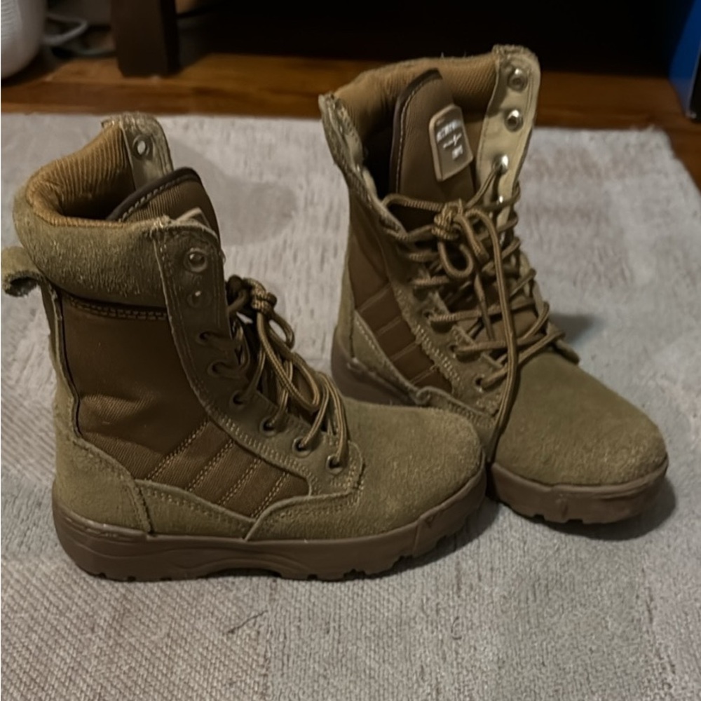 Tan Lace-Up Combat Boots